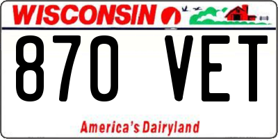 WI license plate 870VET