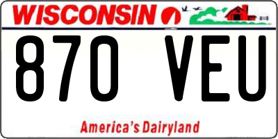 WI license plate 870VEU