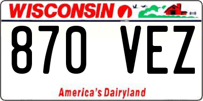 WI license plate 870VEZ