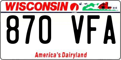 WI license plate 870VFA