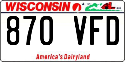 WI license plate 870VFD