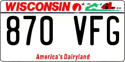 WI license plate 870VFG