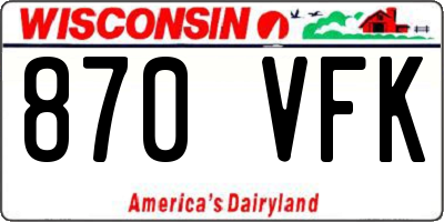 WI license plate 870VFK
