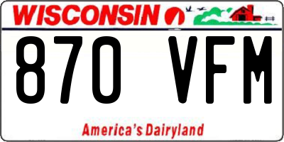WI license plate 870VFM