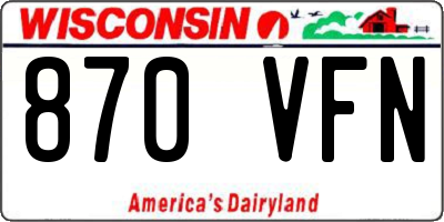 WI license plate 870VFN