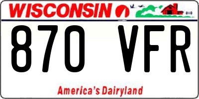 WI license plate 870VFR