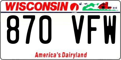 WI license plate 870VFW