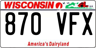 WI license plate 870VFX