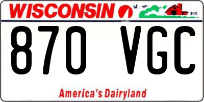 WI license plate 870VGC