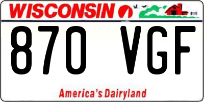 WI license plate 870VGF