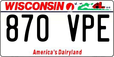 WI license plate 870VPE