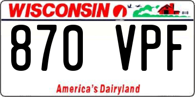 WI license plate 870VPF