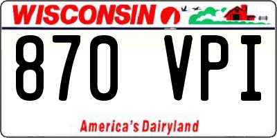 WI license plate 870VPI