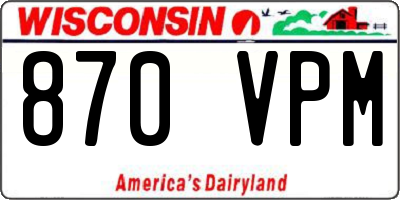 WI license plate 870VPM