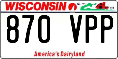 WI license plate 870VPP