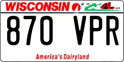 WI license plate 870VPR