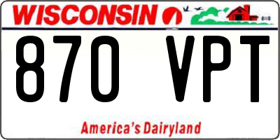 WI license plate 870VPT
