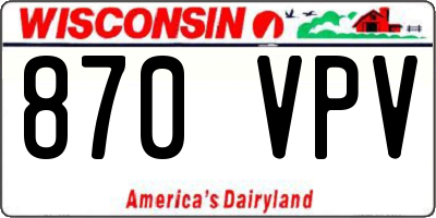 WI license plate 870VPV