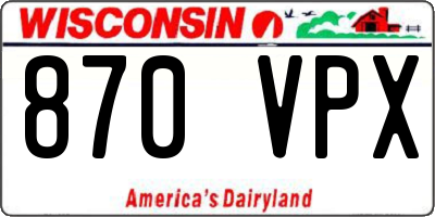 WI license plate 870VPX