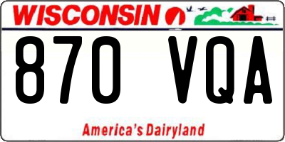 WI license plate 870VQA