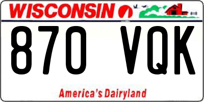 WI license plate 870VQK