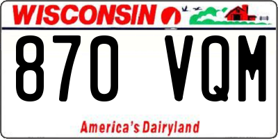 WI license plate 870VQM
