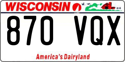 WI license plate 870VQX