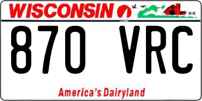 WI license plate 870VRC