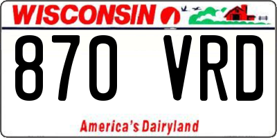 WI license plate 870VRD