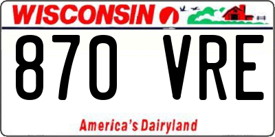 WI license plate 870VRE