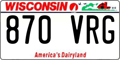 WI license plate 870VRG