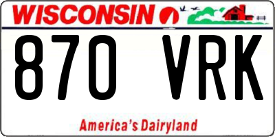 WI license plate 870VRK