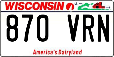WI license plate 870VRN