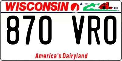 WI license plate 870VRO