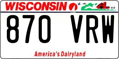 WI license plate 870VRW