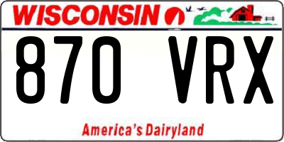 WI license plate 870VRX