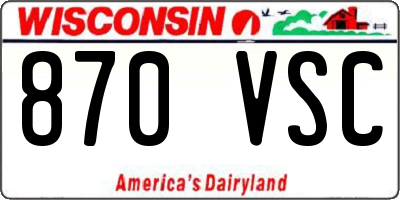 WI license plate 870VSC