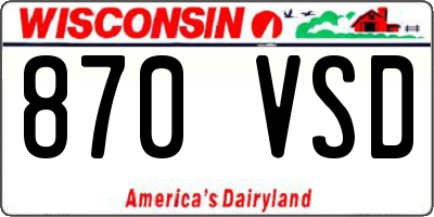 WI license plate 870VSD