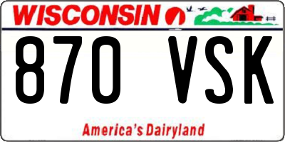 WI license plate 870VSK