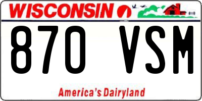 WI license plate 870VSM