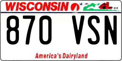WI license plate 870VSN