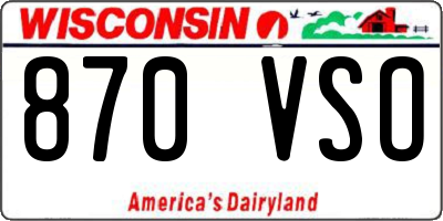 WI license plate 870VSO