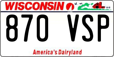 WI license plate 870VSP