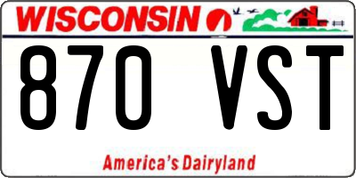 WI license plate 870VST
