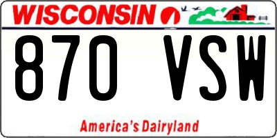 WI license plate 870VSW