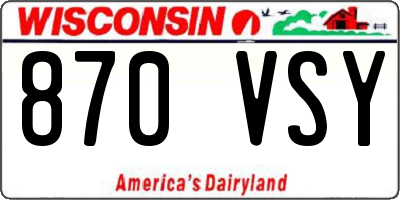 WI license plate 870VSY