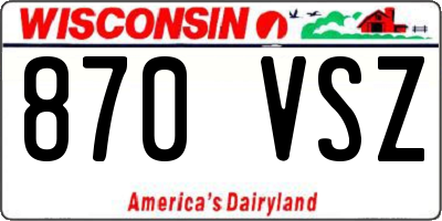 WI license plate 870VSZ