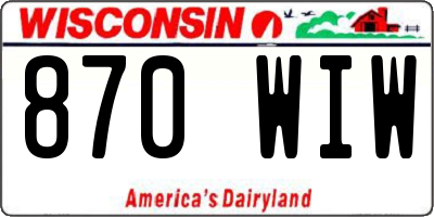 WI license plate 870WIW