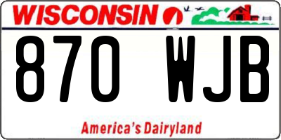 WI license plate 870WJB