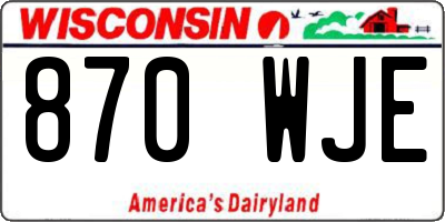 WI license plate 870WJE